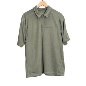 L.L.Bean Men's Green Half-Zip Performance Polo‎ Shirt L